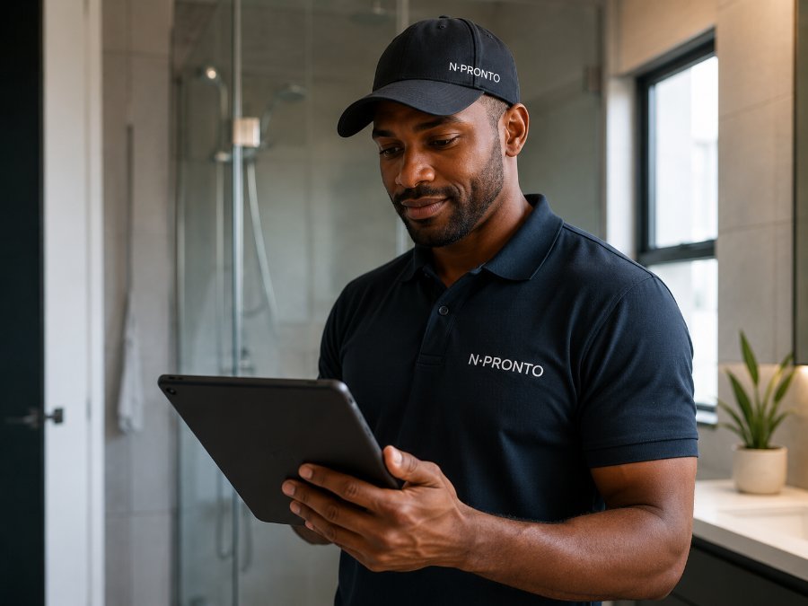 Técnico N.Pronto a validar intervenção com tablet
